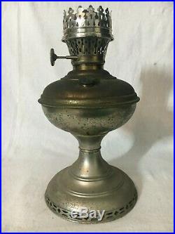 RARE ALADDIN OLD nickel KEROSENE oil TABLE LAMP MODEL NO. 2 TRANSITION 3 BURNER