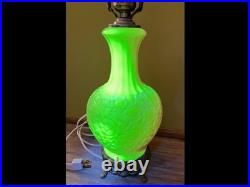 RARE Aladdin Alacite Lamp Uranium Glow Wreath Finial Brass Base Milk Glass Works