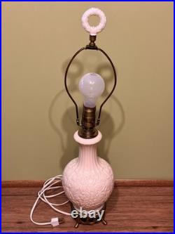 RARE Aladdin Alacite Lamp Uranium Glow Wreath Finial Brass Base Milk Glass Works
