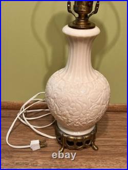 RARE Aladdin Alacite Lamp Uranium Glow Wreath Finial Brass Base Milk Glass Works