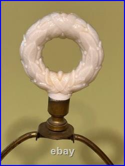 RARE Aladdin Alacite Lamp Uranium Glow Wreath Finial Brass Base Milk Glass Works