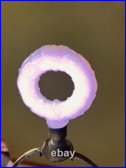 RARE Aladdin Alacite Lamp Uranium Glow Wreath Finial Brass Base Milk Glass Works