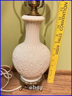 RARE Aladdin Alacite Lamp Uranium Glow Wreath Finial Brass Base Milk Glass Works