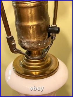 RARE Aladdin Alacite Lamp Uranium Glow Wreath Finial Brass Base Milk Glass Works