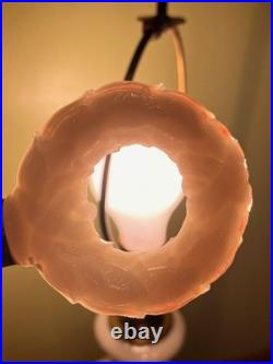 RARE Aladdin Alacite Lamp Uranium Glow Wreath Finial Brass Base Milk Glass Works