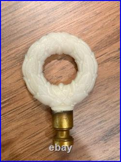 RARE Aladdin Alacite Lamp Uranium Glow Wreath Finial Brass Base Milk Glass Works
