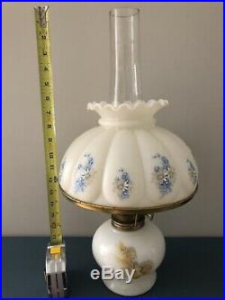RARE Aladdin Milk Glass Kerosene Lamp and Handpainted Melon Style 10 Shade