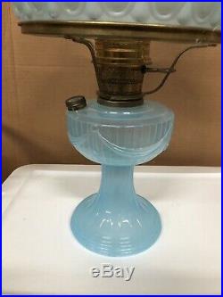 RARE Aladdin Short Lincoln Drape Kerosene Oil Lamp BLUE MOONSTONE 1 of 250 NOS