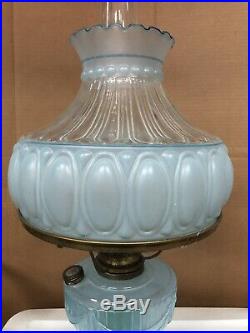RARE Aladdin Short Lincoln Drape Kerosene Oil Lamp BLUE MOONSTONE 1 of 250 NOS