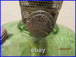 RARE Antique Aladdin Kerosene Oil Lamp WASHINGTON DRAPE Emerald Green Glass
