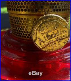RARE BEAUTIFUL VINTAGE ALADDIN RUDY RED LINCOLN DRAPE OIL/ KEROSENE LAMP