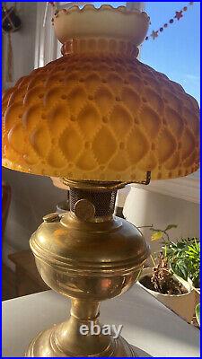 RARE! Vintage Aladdin 12 Oil Lamp Glass Amber Frosted Shade Vintage Aesthetic
