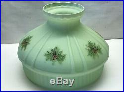 RARE Vintage Green Aladdin Glass Lamp Shade Pine Cones 10 Oil Kerosene coleman