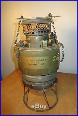 RARE Vintage WW2 Military Mantle Aladdin Inverted T 51-3 Gasoline Lantern Lamp