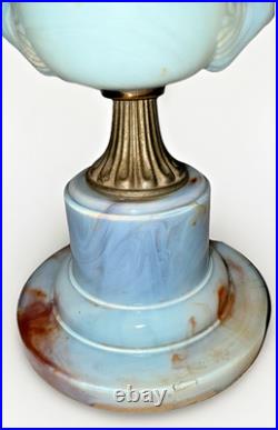 Rare Aladdin Slag Glass Table Lamp G6-14 Urn Shaped White & Wine, Alacite Finial