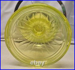 Rare Aladdin Vaseline Uranium Glass Lincoln Drape Oil Lamp Signed & Glows 2004