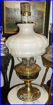 Rare Antique Aladdin #8 Kerosene Oil Brass Lamp Glass Shade Screen ELECTRIC VTG