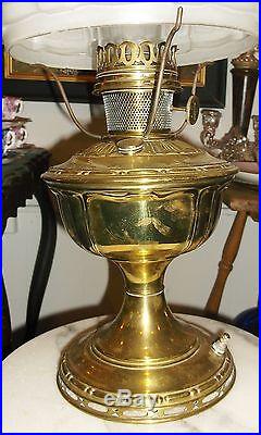 Rare Antique Aladdin #8 Kerosene Oil Brass Lamp Glass Shade Screen ELECTRIC VTG