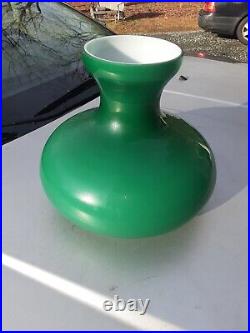 Rare Antique Lamp Shade Green Tam O'Shanter Overlay Cased Oil Aladdin Emeralite