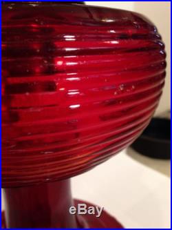 Rare Beautiful Antique Aladdin Ruby Red Beehive Oil Lamp Model B Burner