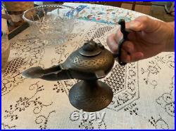 Rare Bronze Aladdin oil, genie lamp 7 inches long 5 inches high