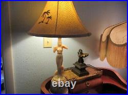 Rare Deco Aladdin Alacite Lamp, Woman With Panther