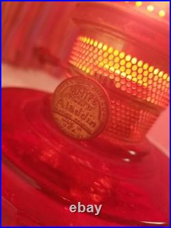 Rare Early Ruby Red Drape Aladdin Oil Lamp Nu Type Model B