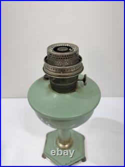Rare Green Aladdin 1930's Model Orientale All Metal Ornate Hex Base Oil Lamp