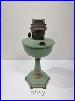 Rare Green Aladdin 1930's Model Orientale All Metal Ornate Hex Base Oil Lamp