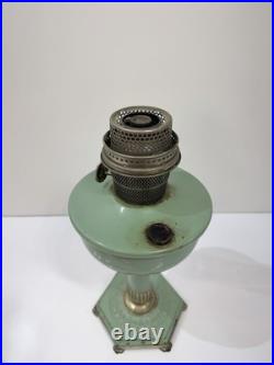 Rare Green Aladdin 1930's Model Orientale All Metal Ornate Hex Base Oil Lamp