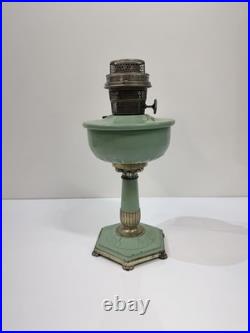 Rare Green Aladdin 1930's Model Orientale All Metal Ornate Hex Base Oil Lamp