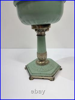 Rare Green Aladdin 1930's Model Orientale All Metal Ornate Hex Base Oil Lamp