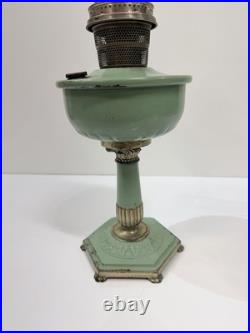 Rare Green Aladdin 1930's Model Orientale All Metal Ornate Hex Base Oil Lamp