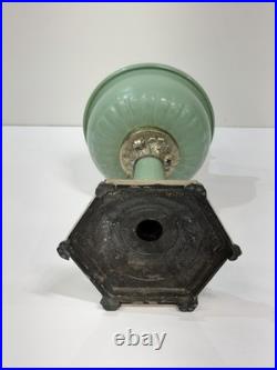 Rare Green Aladdin 1930's Model Orientale All Metal Ornate Hex Base Oil Lamp