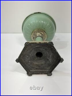 Rare Green Aladdin 1930's Model Orientale All Metal Ornate Hex Base Oil Lamp
