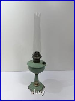 Rare Green Aladdin 1930's Model Orientale All Metal Ornate Hex Base Oil Lamp