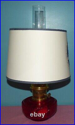 Rare Limited Edition Aladdin Knights Lincoln Drape Ruby Red Shelf Lamp with Shade