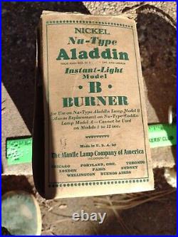 Rare NEW box ALADDIN NICKEL PLATED NU-TYPE MODEL B BURNER Instant light 1933