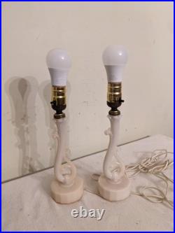 Rare Pair Antique Art Deco Aladdin Alacite Table Lamps Uranium Glass