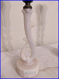 Rare Pair Antique Art Deco Aladdin Alacite Table Lamps Uranium Glass