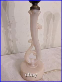 Rare Pair Antique Art Deco Aladdin Alacite Table Lamps Uranium Glass