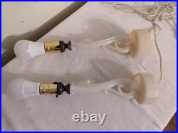 Rare Pair Antique Art Deco Aladdin Alacite Table Lamps Uranium Glass