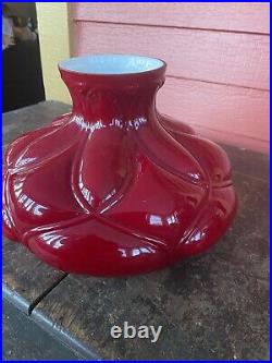 Rare Red Cased Glass Lamp Shade With Pattern Emeralite Or Aladdin Type