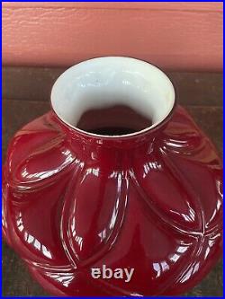 Rare Red Cased Glass Lamp Shade With Pattern Emeralite Or Aladdin Type