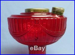 Rare Vintage 1979 Aladdin Ruby Red Short Lincoln Drape Oil/Kerosene Lamp