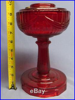 Rare Vintage Aladdin Ruby Red Tall Lincoln Drape Oil/Kerosene Lamp EXC