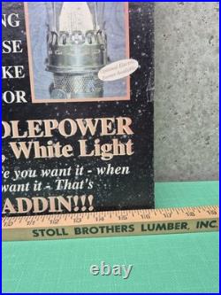 Rare Vtg Aladdin Kerosene Mantle Lamp Cardboard Advertising Store Display Stand