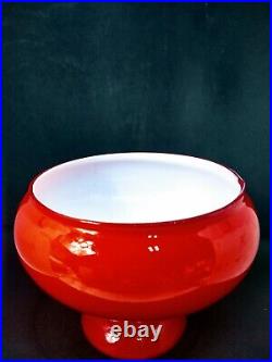 Red Cased Glass Lamp Shade Oil Kerosene 7 inch fitter