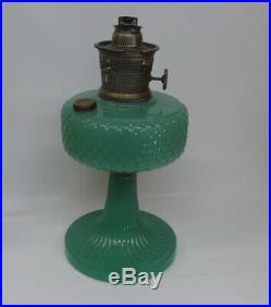 Reen Jade Moonstone Aladdin B-86 Diamond Quilt Kerosene Oil Lamp