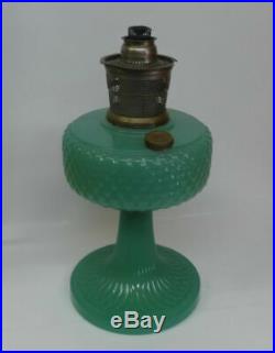Reen Jade Moonstone Aladdin B-86 Diamond Quilt Kerosene Oil Lamp